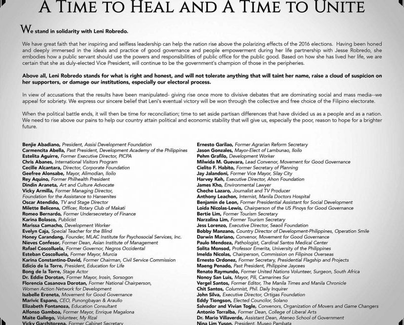 Manifesto Leni Robredo